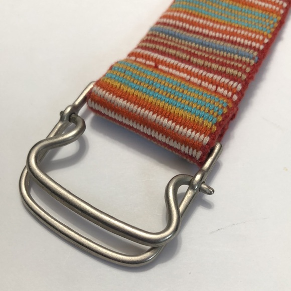 Multi-Color Stripe Metal Ends Cloth Belt size 6 - Picture 7 of 8